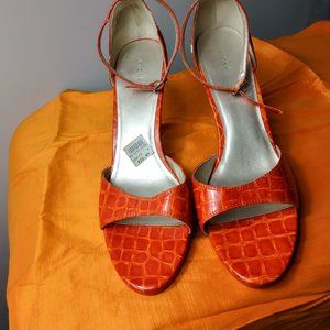 Orange strappy heels